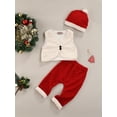 thumbnail image 3 of Qiylii Baby Christmas Plush Clothes Set, Sleeveless Vest + Trousers + Hat, 3 of 8