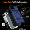 thumbnail image 3 of for iPhone 15 Plus Wallet Case with Card Holder + 1 Screen Protector, (2 Cards) & 360°Ring Kickstand Military Grade Drop Shockproof Rugged Case for iPhone 15 Plus 6.7" (Blue), 3 of 12