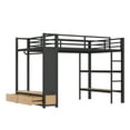 thumbnail image 5 of Newest All-in-One Storage Metal Full Size Loft Bed with Wardrobe and Shelves, Includes Desk and Pegboard, Black, 5 of 11