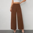 thumbnail image 5 of Comdrip Women's Pants Women's Loose Pleated Front Long Pants Wide Leg Trousers Solid Causal Dress Pants Women Brown M, 5 of 9