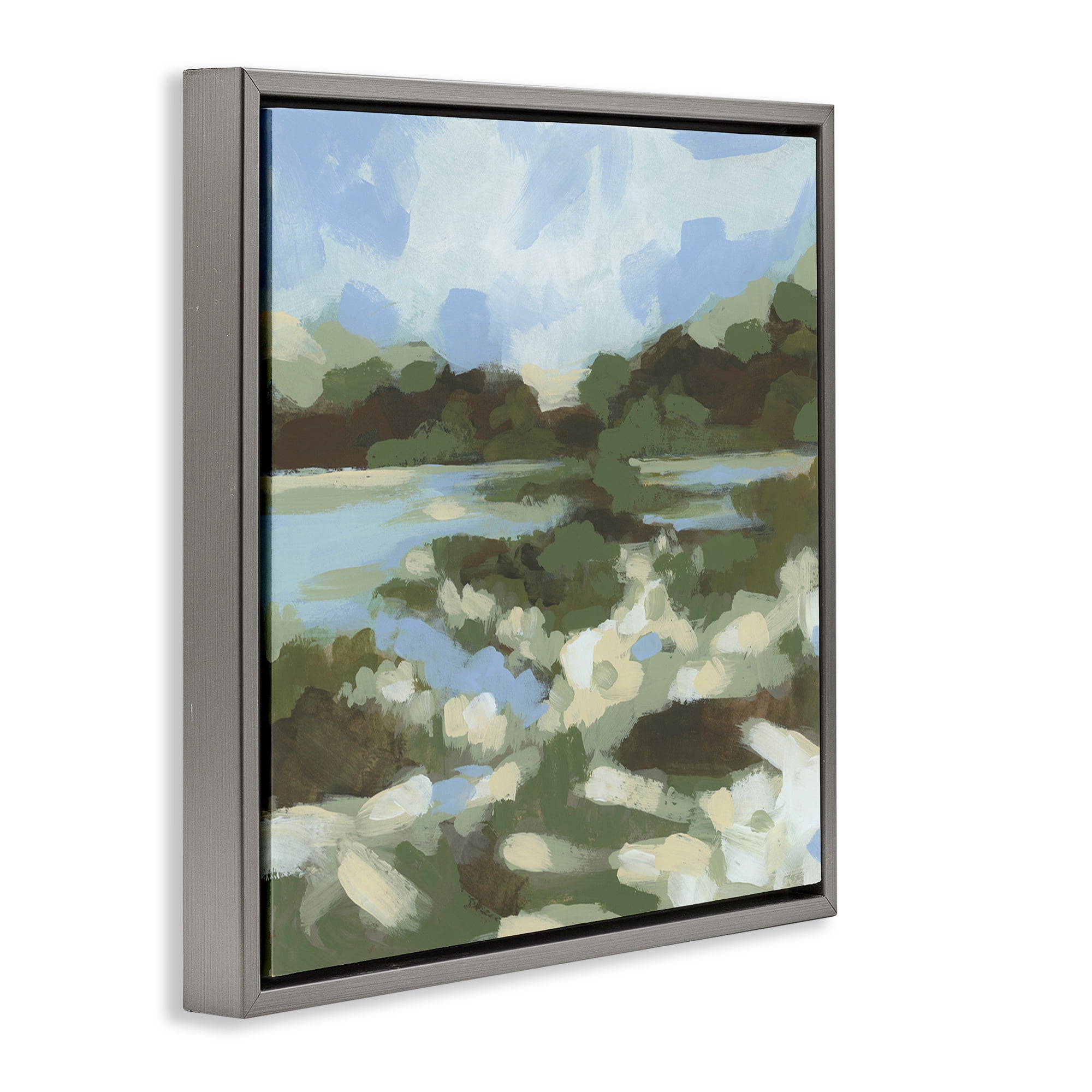 Stupell Industries Fluid Landscape Impression Landscape & Nature Painting Gray Floater Framed Canvas Art Print Wall Art, 25 x 25
