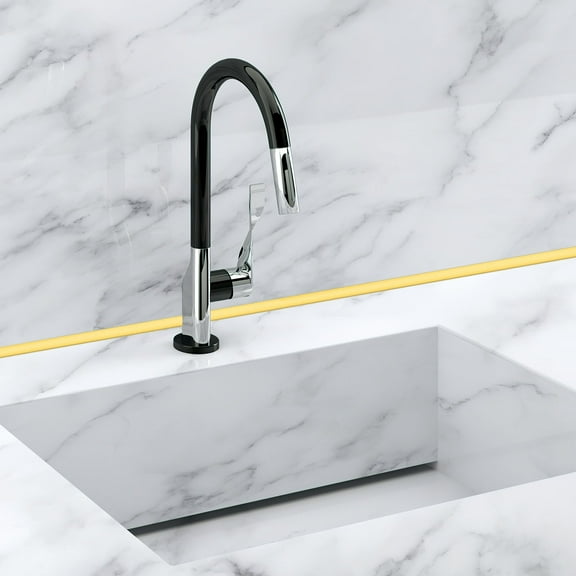 FONDOTIN Golden Caulk Tape 1 Set for Bathroom Self-Adhesive Waterproof PVC Caulk Strip