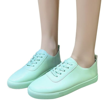 

Cathalem Fashion Women s Single Shoes Flat Bottom Lace Round Head Solid Color Comfortable Casual Shoes Green 40