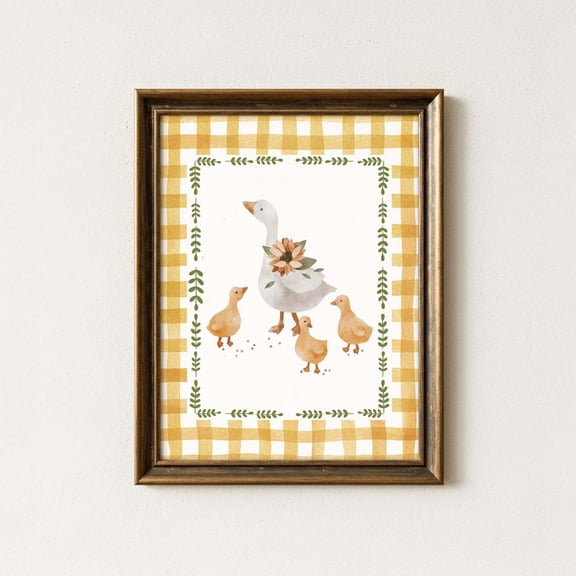 Goose And Ducklings Art, Farm Nursery, Cottagecore Animal Print, Baby Room Wall Decor, Toddler Room Decor, Rustic Home Decor #951, Unframed Poster Size 8x12