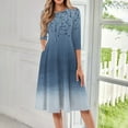 thumbnail image 2 of bbyeadc Women's Spring Dresses 2025 Loose Casual Midi Dresses Boho 3/4 Sleeve Crewneck A Line Dress Beach Floral Print Sundresses with Side Pocket, Dark Blue L, 2 of 6