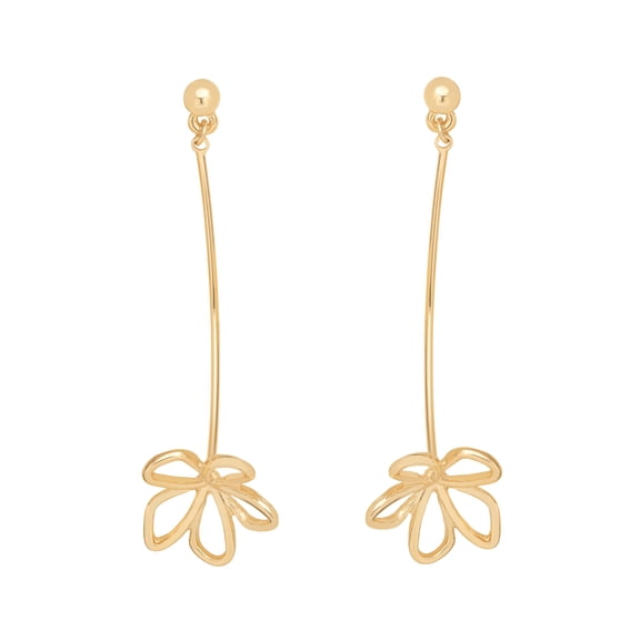 Time and Tru Women's Gold Tone Metal Drop Earrings Floral Design