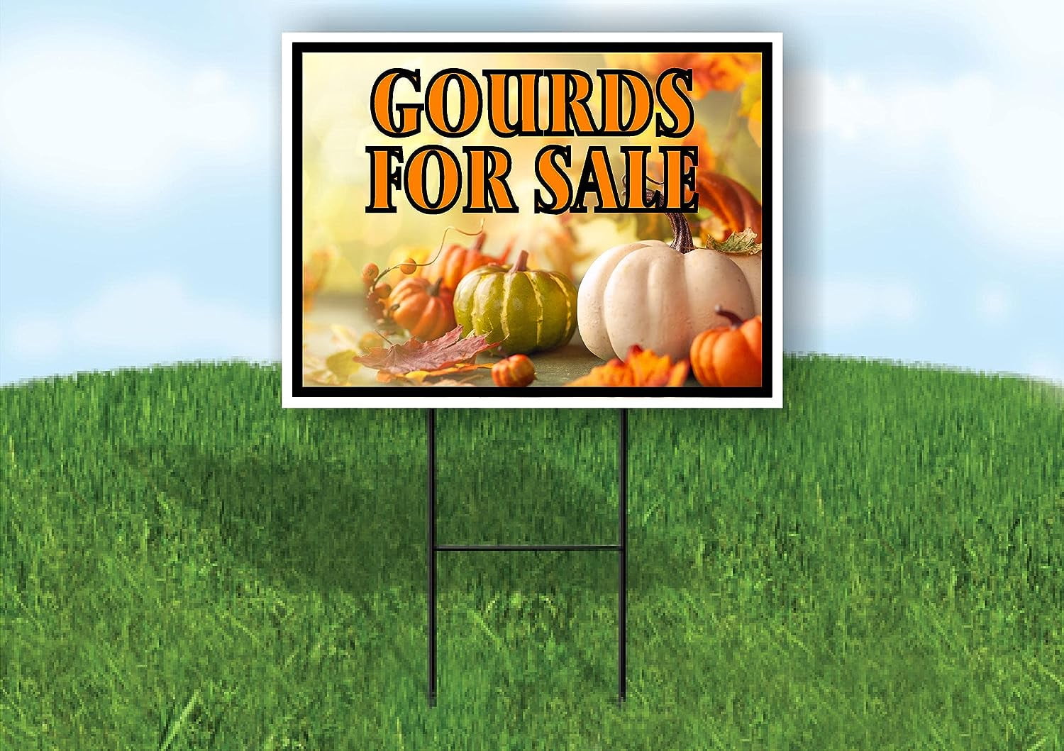 Work House Signs Double Sided Sign GOURDS for Sale Photo Yard Sign Road Sign with Stand