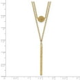thumbnail image 3 of Primal Gold 14 Karat Yellow Gold Double Layer Hollow Bead Diamond-cut Bar 2-inch Necklace, 3 of 4