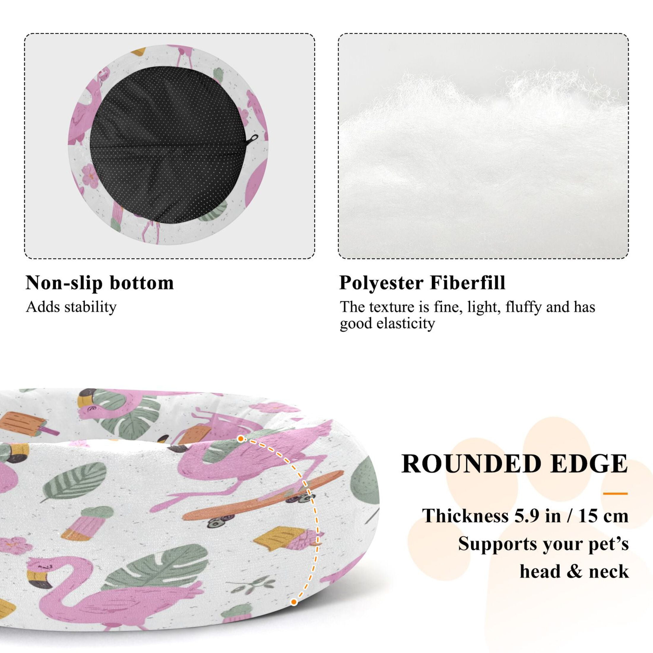 Iauyy Pet Couch Donut Cat Bed for Indoor Cats/Small Dogs Washable & Machine with Non-slip Bottom Calming Cat Furniture, Around Tropical Leaves and Flowers (S)