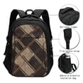 thumbnail image 4 of Travel Shoulder Computer Backpack 18 X 13.4 X 8.3in With Usb Cable And Music Jack Multi-Space Pocket Argyle Plaid Brown_17043_2, 4 of 7