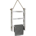 thumbnail image 3 of 2X Wall-Hanging Towel Ladder Rustic Whitewashed Wood Countertop Ladder Farmhouse Decor Towels Rack with Adjustable Rope, 3 of 7