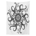 thumbnail image 3 of Ambesonne Octopus Tablecloth Rectangular Table Cover, Nautical Mandala Art, 60"x90", Black White, 3 of 4