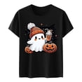 thumbnail image 5 of T-shirt Graphique d'Halloween pour Femme, Manches Courtes, Décontracté, Confortable, Mélangé, Tenue Quotidienne, Haut Stylé, 5 of 5