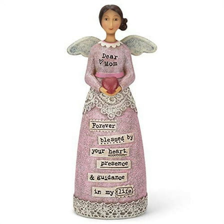 DEMDACO Mother Dear Blessed Floral Pink 11 x 4 Resin Stone Collectible Angel Figurine
