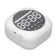 thumbnail image 3 of Altavoz Bluetooth P12 con espejo LED inalámbrico, reloj despertador portátil dual, altavoz de graves, color blanco, 3 of 12