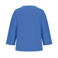 thumbnail image 5 of Viluyesy V-Neck T-Shirt for Womens 3/4 Sleeves Shirt Tops Relaxed Cotton Loose Blouse Blue Size XL, 5 of 6