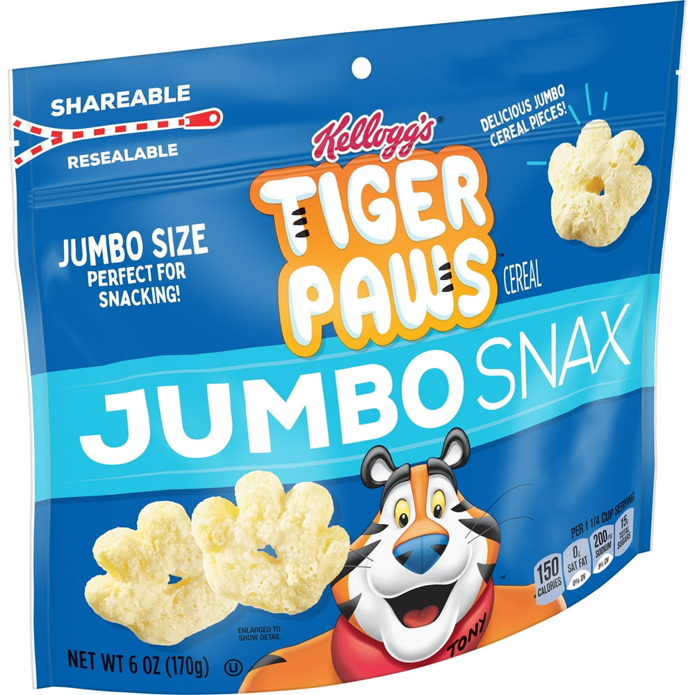 Kellogg's Tiger Paws Jumbo Snax Cereal Snacks, Original, On the Go, 6oz