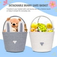 thumbnail image 4 of CHENGDAO 2Pack Cotton Rope Storage Baskets with Removable Bunny Ears, Foldable Organizer, Gray&White, 4 of 6