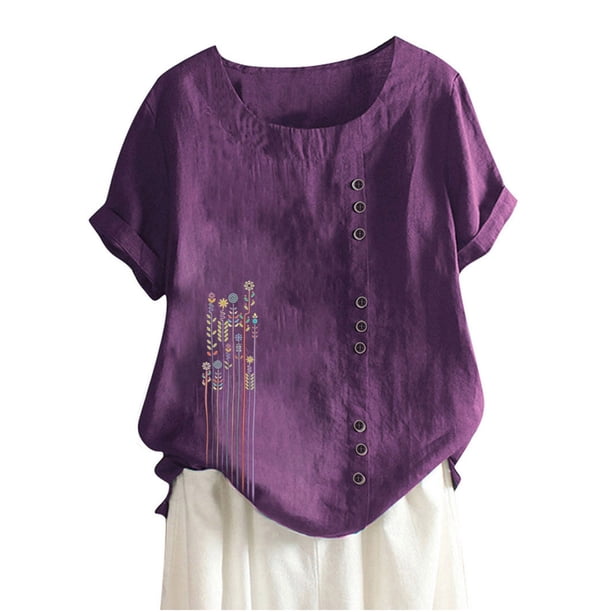 Camisetas de Manga Corta para Mujeres, Camiseta de Manga Corta Impresa Casual Hecha de 95% Poliéster 5% Spandex para Todas las Estaciones, Camisetas de Manga Corta para Mujeres