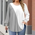 thumbnail image 2 of FRSASU Womens Crewneck Sweatshirt Plus Size Color Blocking Casual Loose Fitting Tops Long Sleeve T Shirt Gray XXXXL(XXXXL), 2 of 6