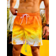 thumbnail image 3 of Bañador corto de playa con cordón para hombre, cintura elástica, estampado 3D, palmeras, degradado, transpirable, ropa de calle, poliéster, 3 of 5