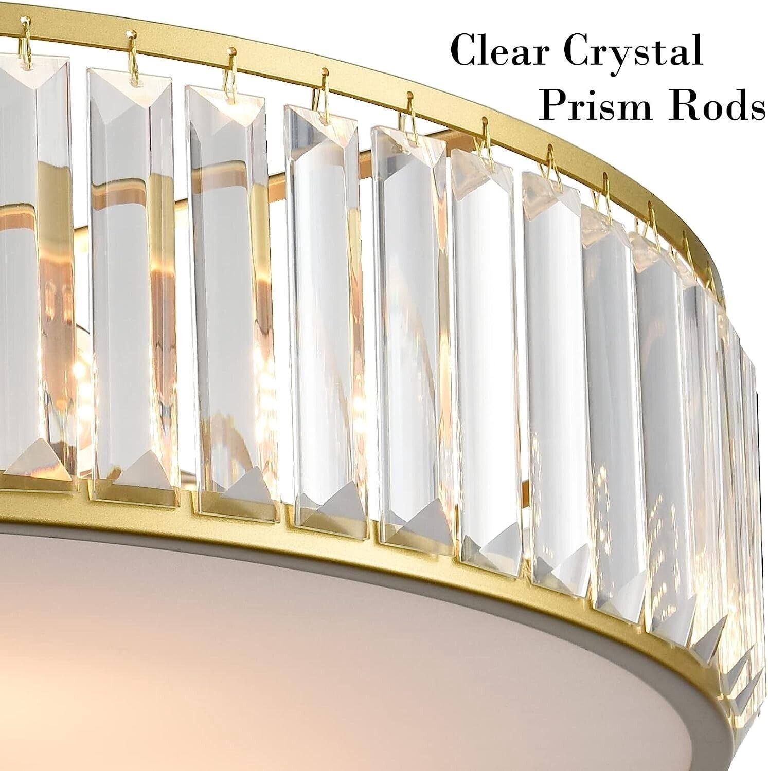 Modern Flush Mount Ceiling Light Crystal Gold Ceiling Lighting 20 Inch 5-Light