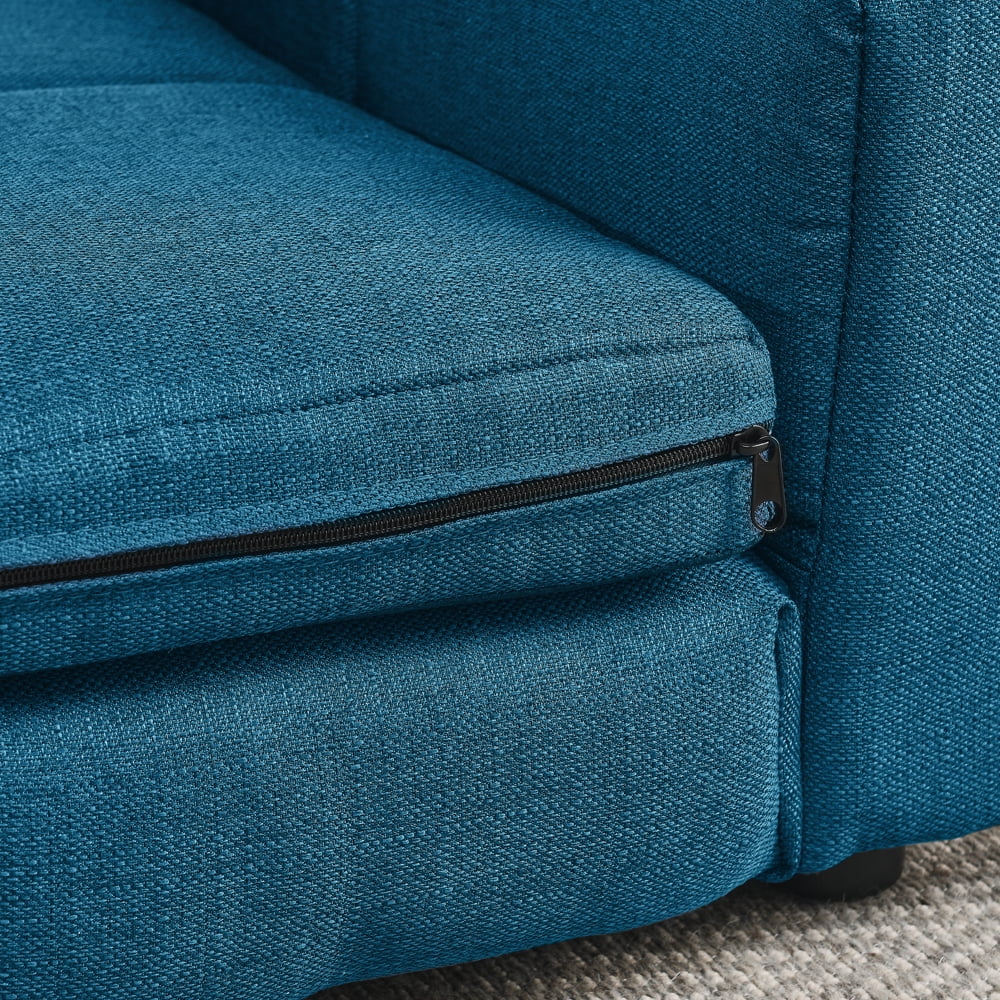 ZephyPaws 51" Modern Linen Dog Sofa Bed for Large Pets, Comfortable Couch with Armrests, Backrest and Sturdy Low-Leg Design, Dark Blue