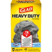 Glad ForceFlex Heavy Duty Trash Bags With Clorox, Mountain Air Scent, 30 Gallon, 40 Count