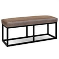 thumbnail image 4 of Simpli Home Reynolds 44 inch Wide Contemporary Rectangle Bench in Distressed Chestnut Brown Faux Leather, 4 of 6