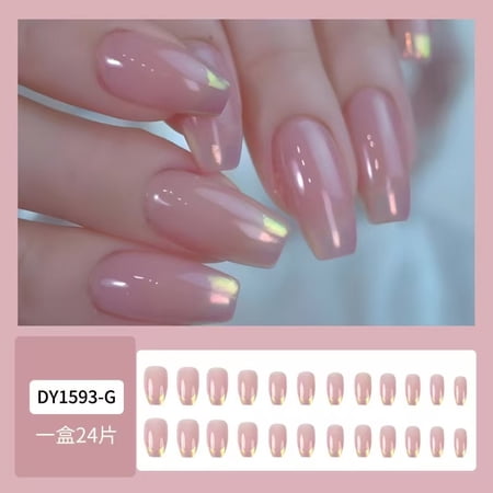 Cross-border gradual change naked powder nail patch, French Phnom Penh elegant romantic wear nail, factory direct supply of 24 nail art