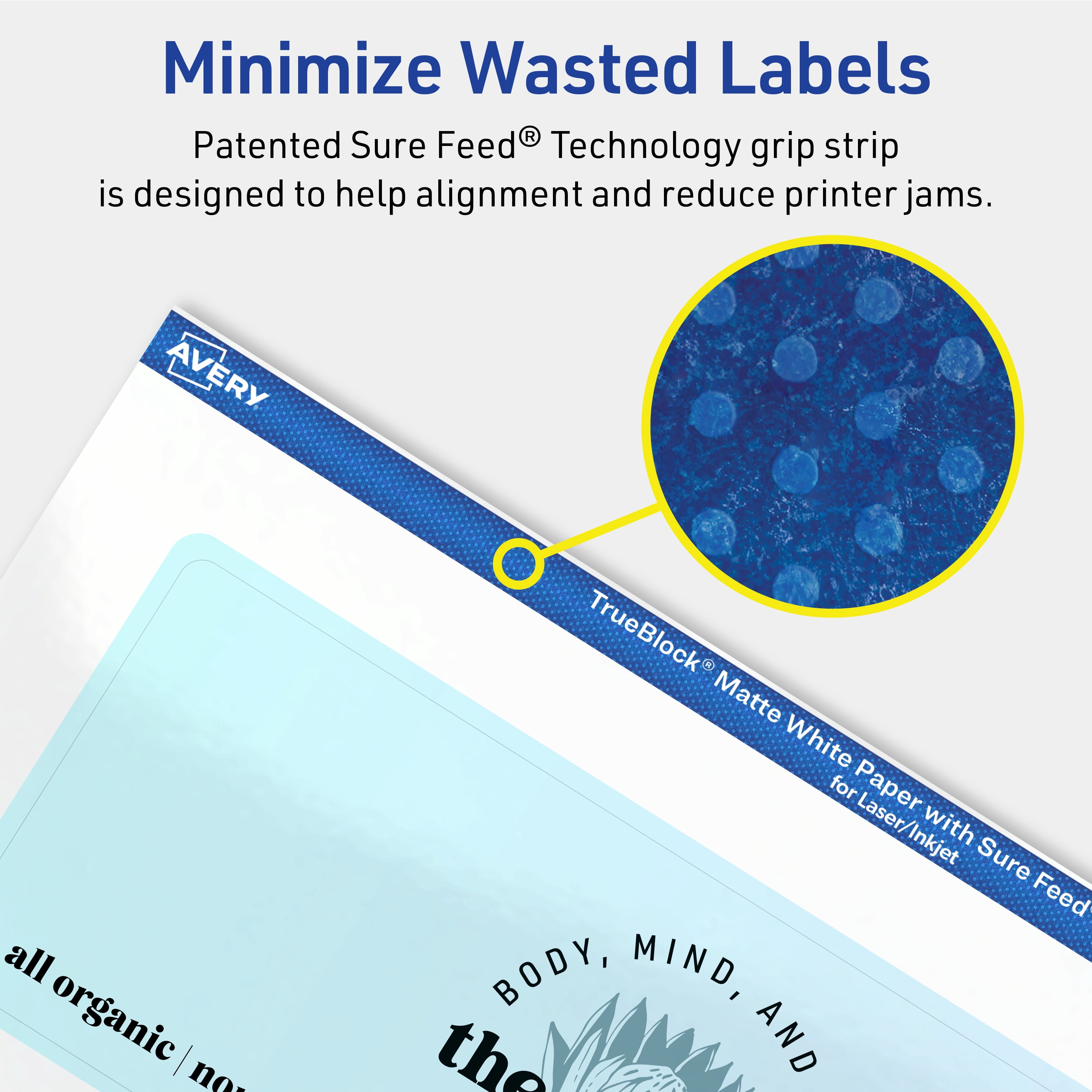 Avery TrueBlock Rectangle Labels, 2.5" x 7", 150ct