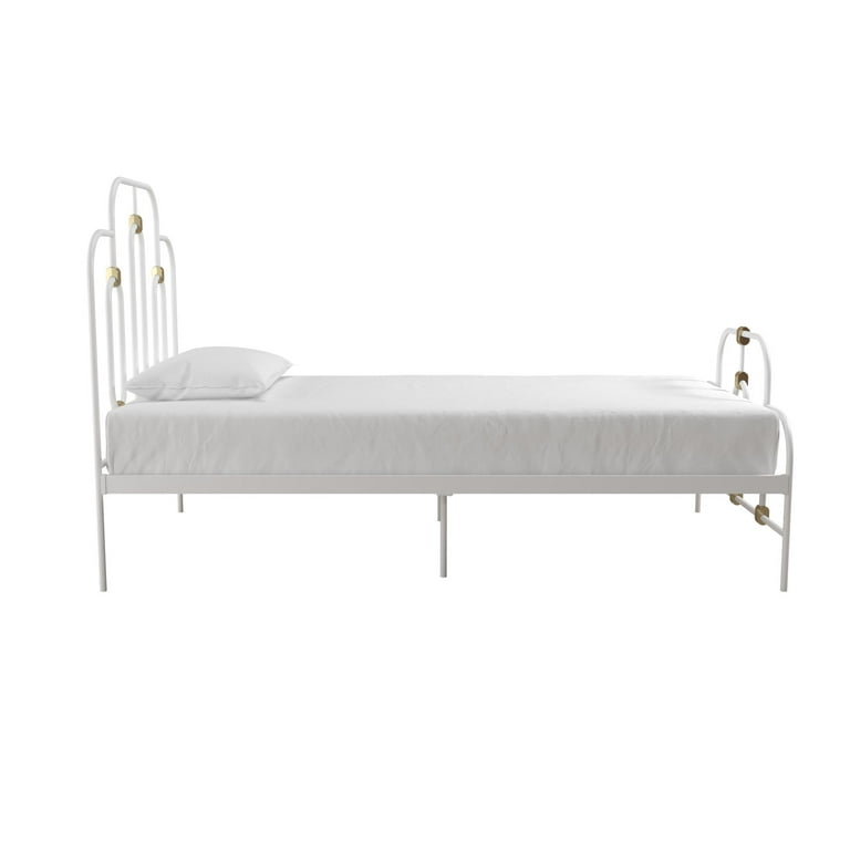 Novogratz Boutique Olivia Metal Bed, Twin Size Frame, White and