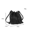 thumbnail image 2 of Black Ladies Shoulder Bag Tassel Bucket Bag Satchel, 2 of 4