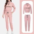 thumbnail image 2 of ASDFVBKG Scrubs for Women Set Long Sleeve Zipper Collar Scrub Tops & Jogger Pants Pockets Medical Uniform Solid Drawstring Womens Scrub Sets Pink XL, 2 of 4