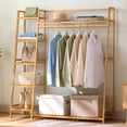 thumbnail image 5 of Clothing Rack, Freestanding Garment Hanger with Integrated Shoe Rack and Multi-Tiered Shelves, Wardrobe Storage for Bedroom and Hallway, 43.3x15.7x55.1 Inch Natural, 5 of 11