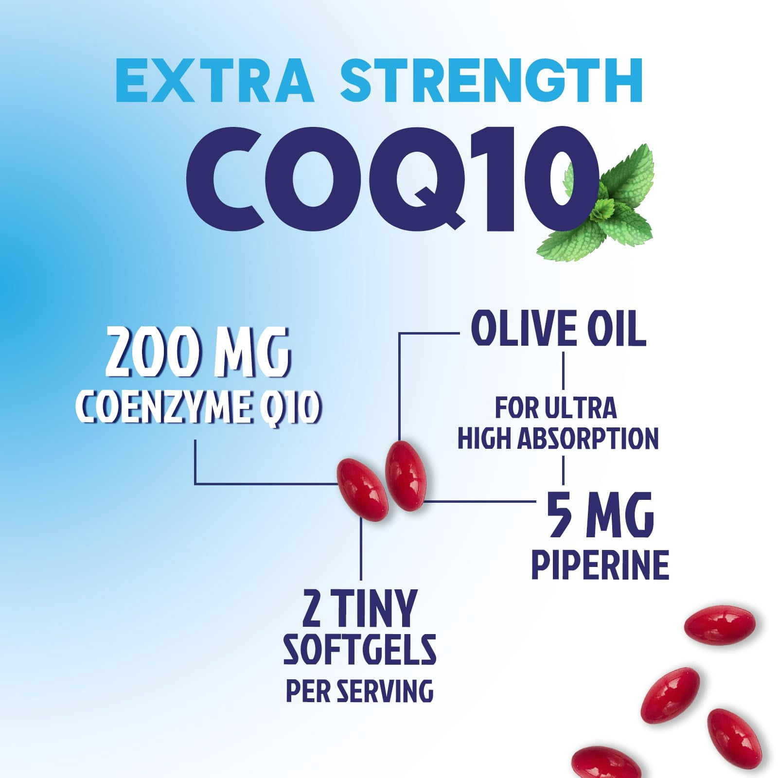 CoQ10 Softgels - Ultra High Absorption Coenzyme Q10 200mg Per Serving - Co Q 10 Softgel Supplement With Black Pepper, Energy & Heart Support Antioxidant - for Women & Men, Bottled USA - 240 Softgels