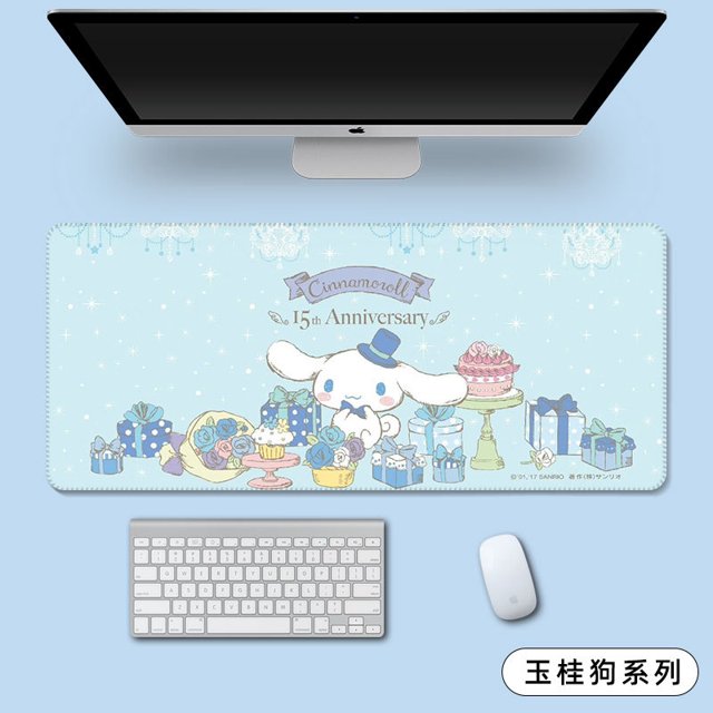 Alfombrilla de ratón con forma de perro Yugui, súper grande, linda personalidad, para chica, Sanrio, animación, oficina, teclado de computadora, distribución