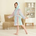 thumbnail image 4 of FORMRS Niños Bathrobe Unisex Hooded Robe Soft Plush Pajamas Sleepwear, Size 7-9T, Wavy Striped, 4 of 7