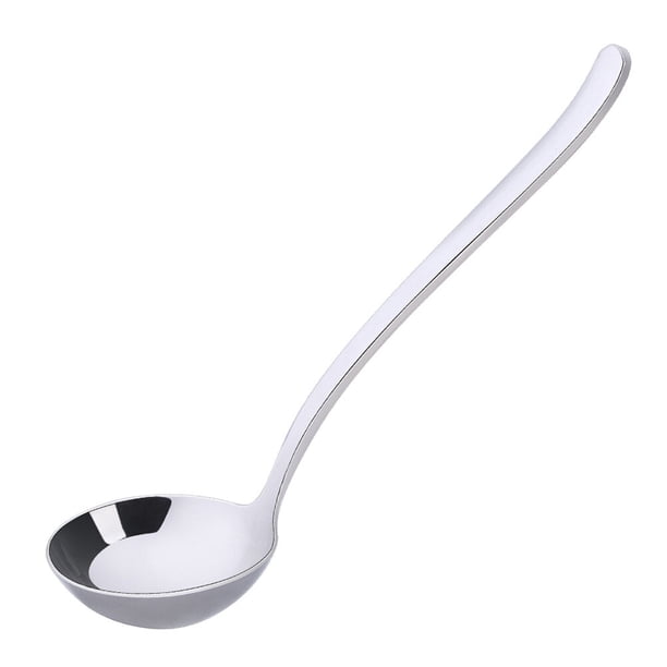 EeaseMX Cuchara de sopa de acero inoxidable Cucharas de fideos de mango largo Cuchara para servir comida Utensilios de cocina Vajilla para restaurante en casa