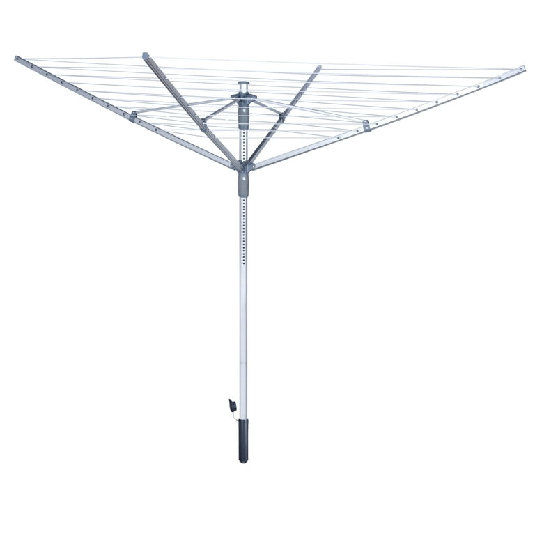 Honey Can Do Aluminum and Steel Outdoor Folding 12 Line Umbrella Clothes Drying Rack Silver