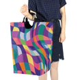 thumbnail image 4 of Yayeee Freestanding Laundry Hamper with Handle Collapsible Large Storage Basket for Clothes, Colorful Wavy Pattern, 4 of 7
