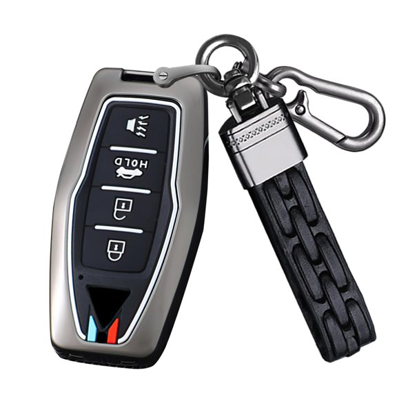 Newest Luminous 4 Button Key Fob Cover Compatible with Mitsubishi Outlander 2023 2022 2021 Keyless Silicone & Metal Key Case with Keychain