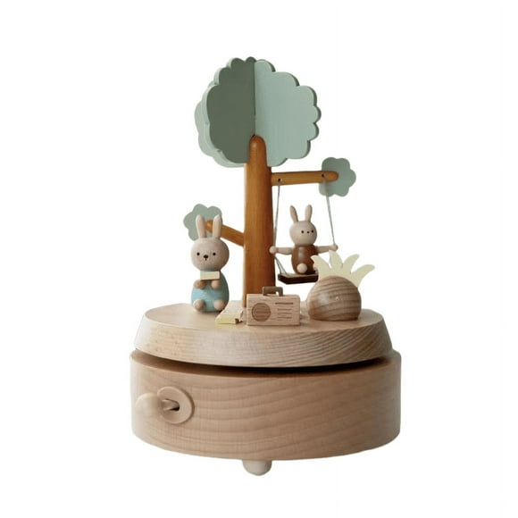Wooden Music Box, Retro Trojan Music Box, Ornaments Educational Toys, Birthday Gift Home Decoration-Jinjin