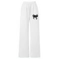thumbnail image 3 of LRen Baggy Sweatpants for Girls Cute Bow Straight Wide Leg Sweat Pants Trendy Teens Elastic Waist Athletic Joggers with Pockets,White,10-11 Years, 3 of 5