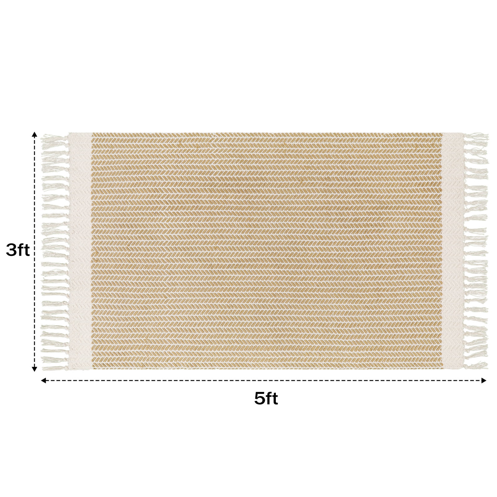 Moynesa 3'x5' Area Rug for Living Room Machine Washable Bedroom Rugs Boho Farmhouse Woven Mat with Tassels Accent Kitchen Rugs Non-Shedding Indoor Carpet for Bathroom Laundry Room, Khaki