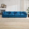 thumbnail image 2 of Cloud Sofa 4 Seats, Modern Sectional Couch, Comfy Double Layer Upholstered Seat Cushion, Breathable Chenille Fabric, Blue, for Living Room Bedroom Apartment, 2 of 9