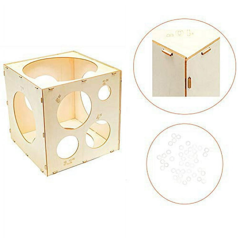 Pllieay 9 Sizes Collapsible Wood Balloon Sizer Cube Box for Balloon Decorations, Balloon Arches, Balloon Columns (2-10 inch)