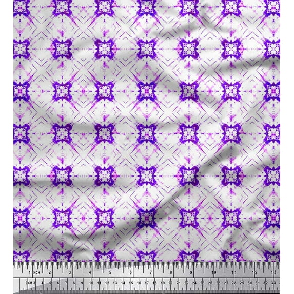 Soimoi Crepe Silk Fabric Check Tie-Dye Decor Fabric Printed Yard 42 Inch Wide
