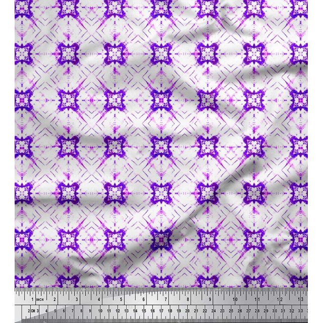 Soimoi polyester Crepe Fabric Check Tie-Dye Decor Fabric Printed Yard 42 Inch Wide