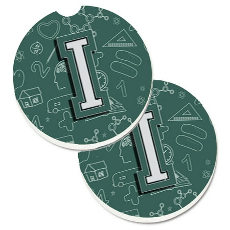 

Caroline s Treasures CJ2010-ICARC Letter I Back to School Initial Set of 2 Cup Holder Car Coasters Large multicolor